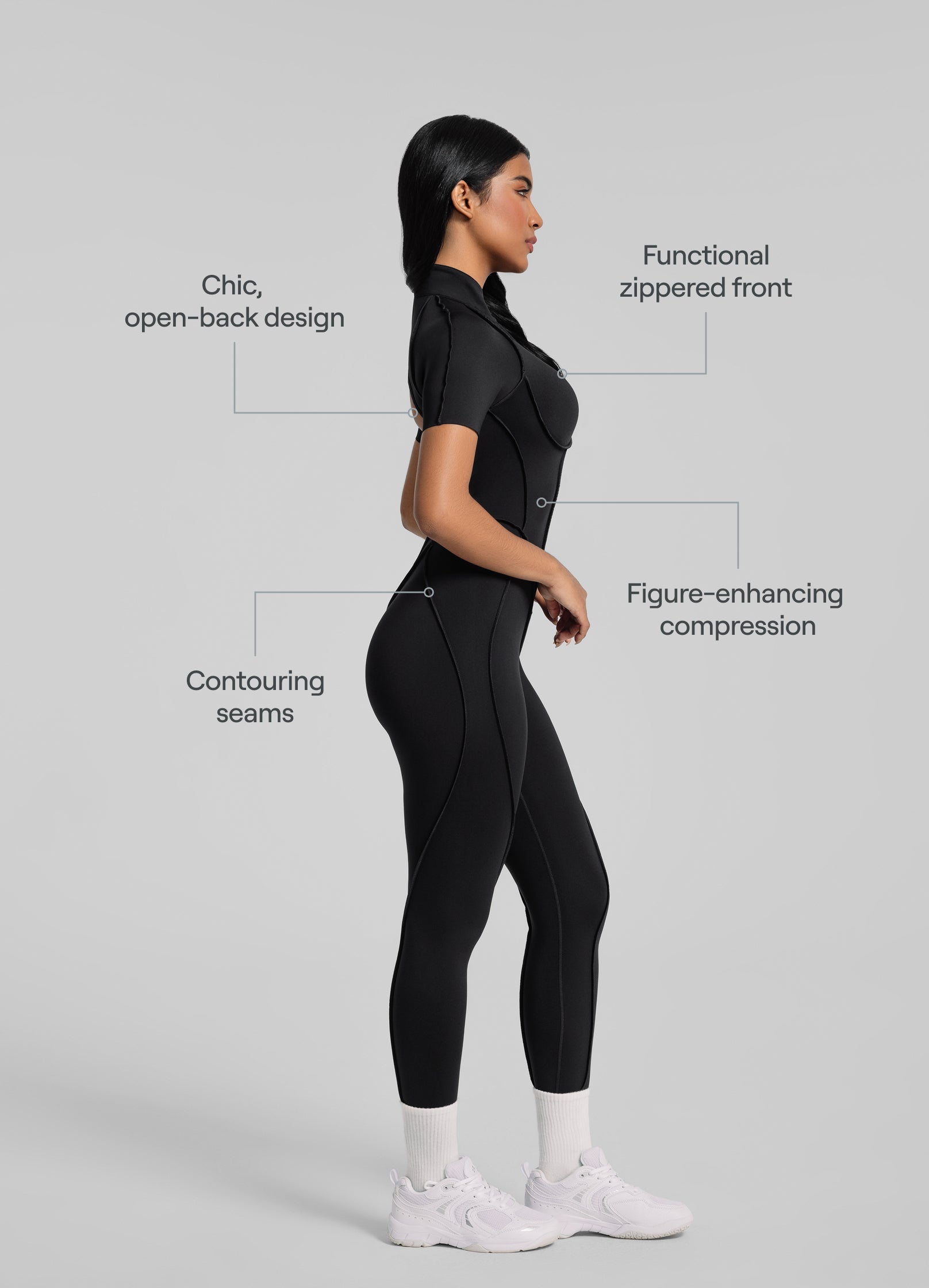 Catsuit i full lengde med korte ermer - Lunvika Boutique